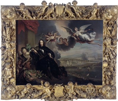 De apotheose van Cornelis de Witt, met de aanval op Chatham op de achtergrond door After Jan de Baen